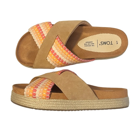 TOMS Women's Paloma Honey Suede Woven Slide Sandals - Picture 1 of 11